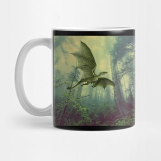 Flying Dinosaur Dragon in Forest Mug